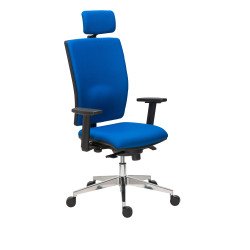 Brown Bruneau Activ' Fabric Office Chair - High back with lumbar support - With headrest - Aluminum legs