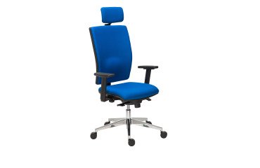Brown Bruneau Activ' Fabric Office Chair - High back with lumbar support - With headrest - Aluminum legs