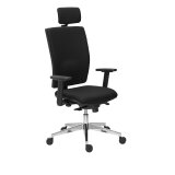 Brown Bruneau Activ' Fabric Office Chair - High back with lumbar support - With headrest - Aluminum legs