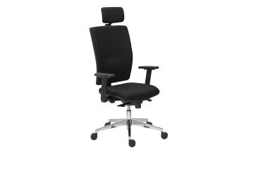 Office chair Bruneau Activ' fabric- high back with lumbar support - synchronous mechanism - with head support - 3D armrests - aluminum under