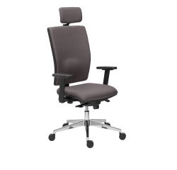 Chaise de bureau Bruneau Activ' Tissu - Dossier haut avec soutien lombaire - Avec têtière - Pieds aluminium