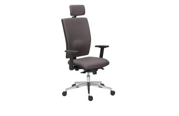 Brown Bruneau Activ' Fabric Office Chair - High back with lumbar support - With headrest - Aluminum legs