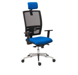 Chaise de bureau Bruneau Activ' Tissu et maille - Dossier haut avec soutien lombaire - Avec têtière - Pieds aluminium