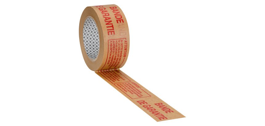 Ruban adhésif Kraft brun Bruneau imprimé "Bande de garantie", 85 g/m², 50 mm x 50 m