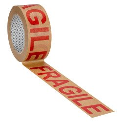 Plakband bruine kraft bedrukking 'Fragile' 85 g/m², 50 mm x 50 m