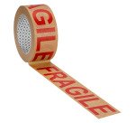 Ruban adhésif Kraft brun Bruneau imprimé "Fragile", 85 g/m², 50 mm x 50 m