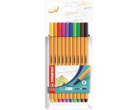 Stylo feutre Stabilo point 88 écriture extra-fine - Pochette de 10 couleurs fun