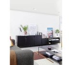 Buffet Shantay 3 portes en acier finition peint noir 160 x 72 cm