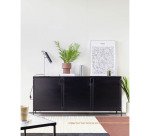 Buffet Shantay 3 portes en acier finition peint noir 160 x 72 cm