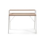 Bureau Aarhus en mélamine finition naturelle et pieds en acier blanc 115 x 60 cm