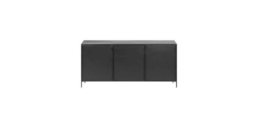 Buffet Shantay 3 portes en acier finition peint noir 160 x 72 cm