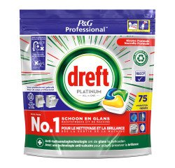 Dreft Platinum All in 1 vaisselle citron- Sac 75 capsules