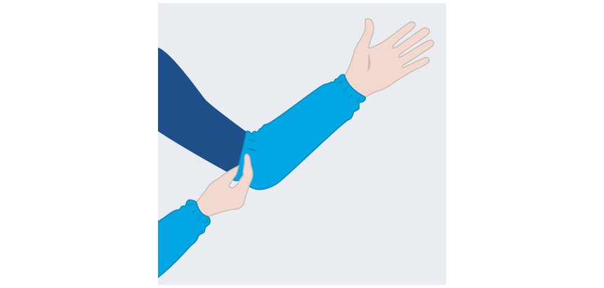 Coprimanica monouso in LDPE azzurro, 100 unità