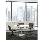 Tavolo Riunione rotondo Wood-Metal diametro 100 x altezza 72 cm gamba in metallo colore bianco