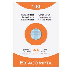 Ficha bristol 210 x 297 mm cuadriculada 5 x 5 colores surtidos no perforada Exacompta - Caja de 100