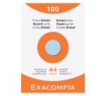 Fiche bristol 210 x 297 quadrillée 5 x 5 assortie Exacompta - Boite de 100
