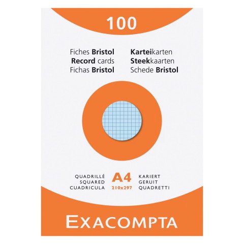 Ficha bristol 210 x 297 mm cuadriculada 5 x 5 colores surtidos no perforada Exacompta - Caja de 100