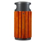 Corbeille 40 litres Rossignol ronde extérieur bois