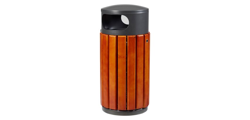 Corbeille Zeno 40 litres Rossignol ronde extérieur bois