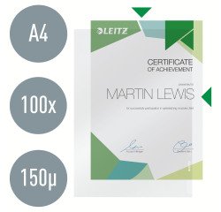 Chemise coin plastique LEITZ A4 PVC 10/100ème transparentes