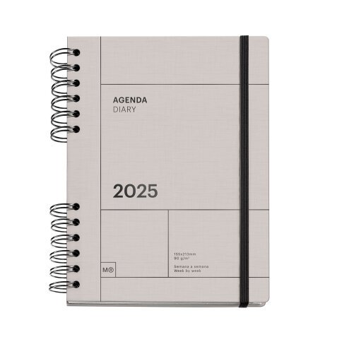 Agenda semana vista 160,5x218 mm Back to Basics Gris Miquelrius