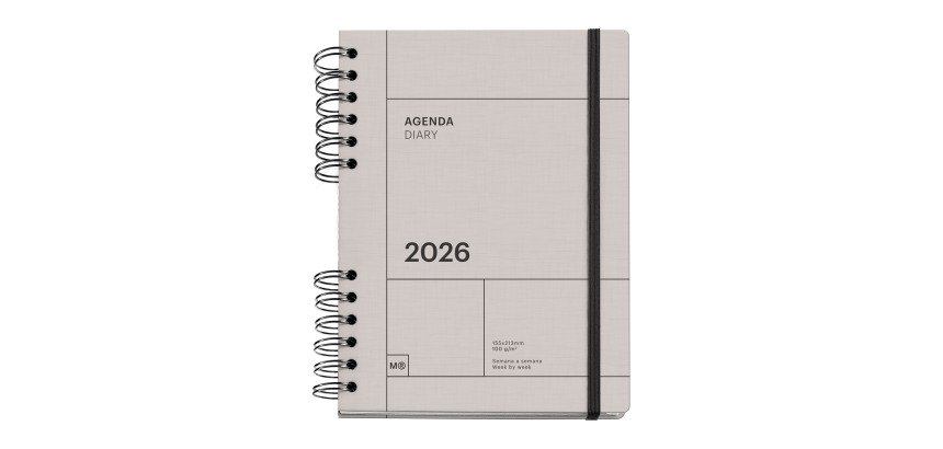 Agenda semana vista 160,5x218 mm Back to Basics Gris Miquelrius