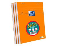 Blok Oxford notes oranje A5 kleine ruitjes 5 mm geniet - 80 vellen - set van 3 stuks
