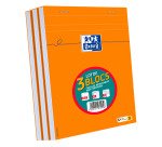 Bloc-notes Oxford orange A5 petits carreaux 5 mm agrafées - 80 feuilles - Lot de 3
