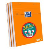 Bloc-notes Oxford orange A5 petits carreaux 5 mm agrafées - 80 feuilles - Lot de 3