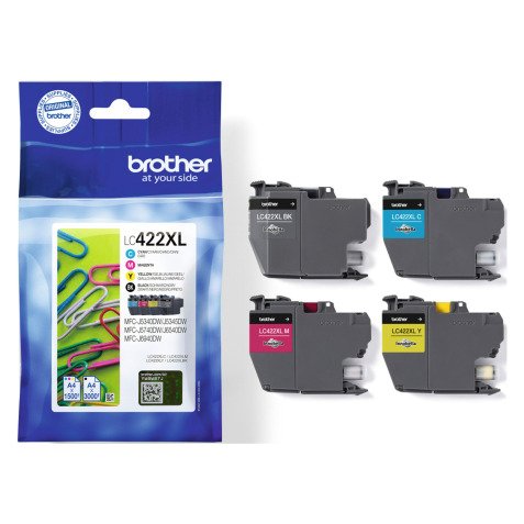 Brother LC422XL Pack de 4 cartouches d'encre haute capacité pour imprimante jet d'encre