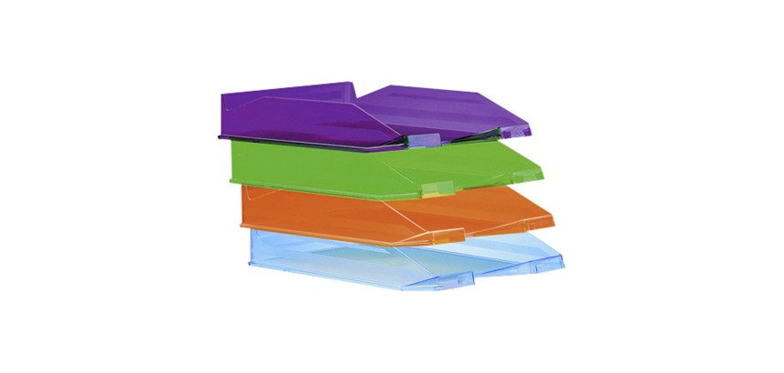 Bandejas transparentes colores fluorescentes Faibo