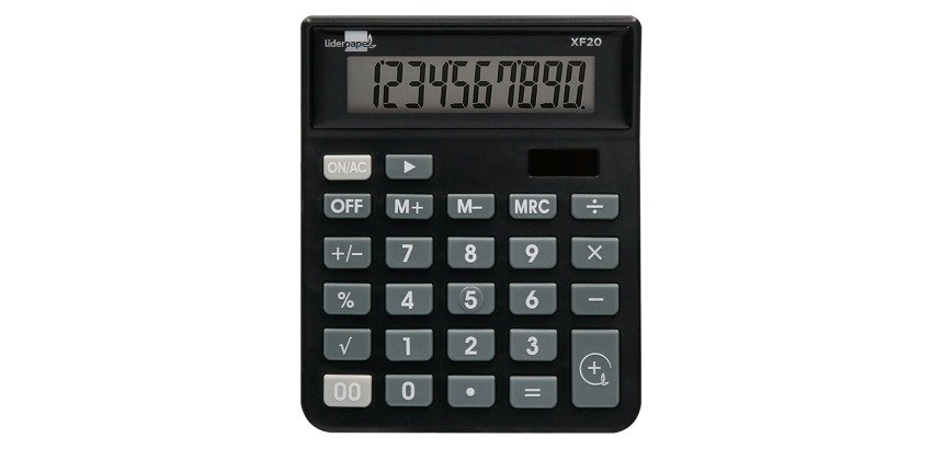 Calculadora liderpapel sobremesa xf20 10 digitos solar y pilas color negro