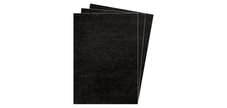 Cubiertas de encuadernación cartón simil piel 250g Fellowest A4 ECO, negro  - Paquete de 100 unidades