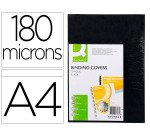 Cubiertas de encuadernación opaca negra PVC Q-connect A4 180 micras - Paquete de 100 unidades