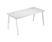 Scrivania Wood-Metal l 180 x p 80 x h 72,5 cm piano bianco gambe in metallo bianco
