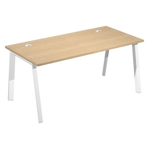 Scrivania wood-metal 140x80 cm rovere gambe in metallo bianco