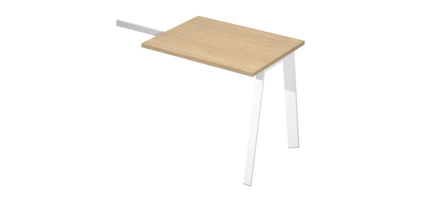 Allungo Wood-Metal l 80 x p 60 x h 72,5 cm gambe in metallo bianco