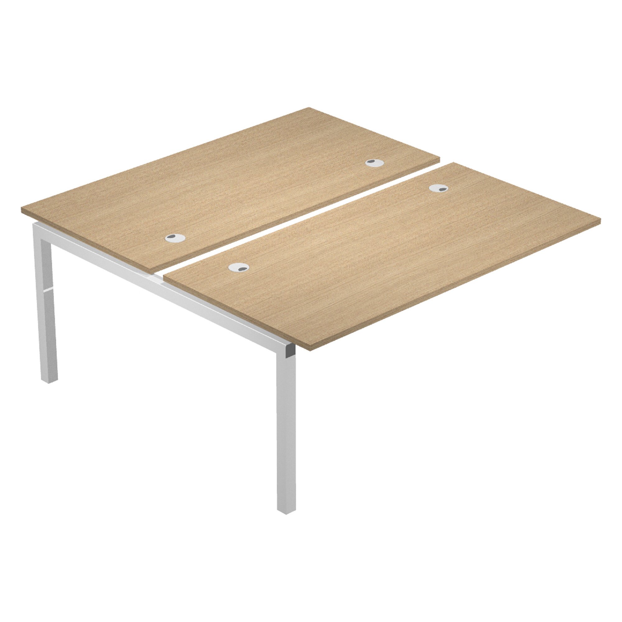 MODULO BENCH AGGIUNTIVO WOOD-METAL ROVERE 140X168 GAMBE IN METALLO BIANCO