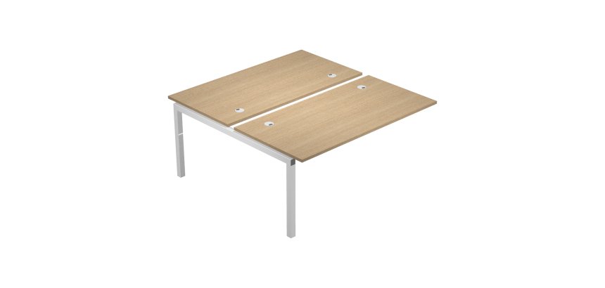 Modulo bench aggiuntivo wood-metal rovere 140x168 cm gambe in metallo bianco