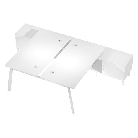 Bench wood-metal 120x160 cm bianco con mobile di servizio bianco