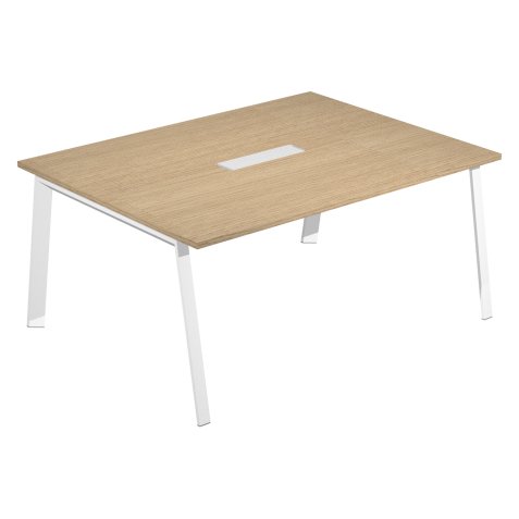 Tavolo riunione wood-metal rovere 160x120x72,5 cm con gambe in metallo bianco