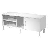 Mobile di servizio Wood-Metal Bianco con anta reversibile dx/sx, 140 x 50 x 57 altezza gambe 15 cm