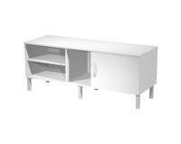 Mobile di servizio Wood-Metal Bianco con anta reversibile dx/sx, 140 x 50 x 57 altezza gambe 15 cm