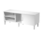Mobile di servizio Wood-Metal Bianco con anta reversibile dx/sx, 140 x 50 x 57 altezza gambe 15 cm