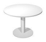 Tavolo Riunione rotondo Wood-Metal diametro 100 x altezza 72 cm gamba in metallo colore bianco