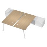 BENCH WOOD-METAL 160X160 ROVERE CON MOBILE DI SERVIZIO BIANCO