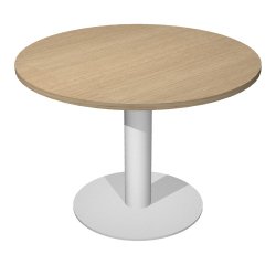 Tavolo Riunione rotondo Wood-Metal diametro 100 x altezza 72 cm gamba in metallo colore bianco