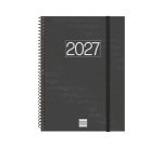 Agenda semana vista espiral Year Negra Finocam E10 150 x 212 mm Catalán