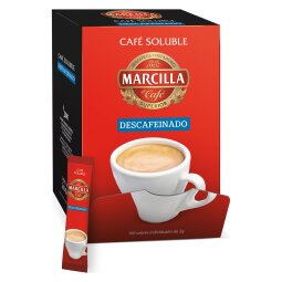 Café soluble descafeinado Marcilla - caja de 100 sobres