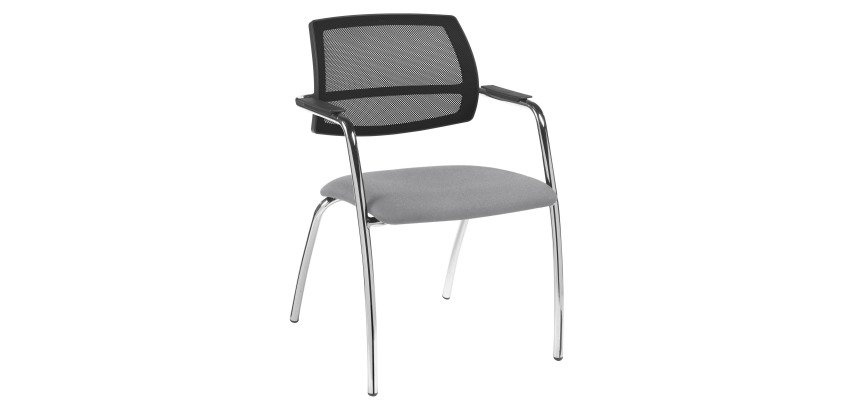 Chaise de réunion Constance, tissu Bondai non feu, dossier maille